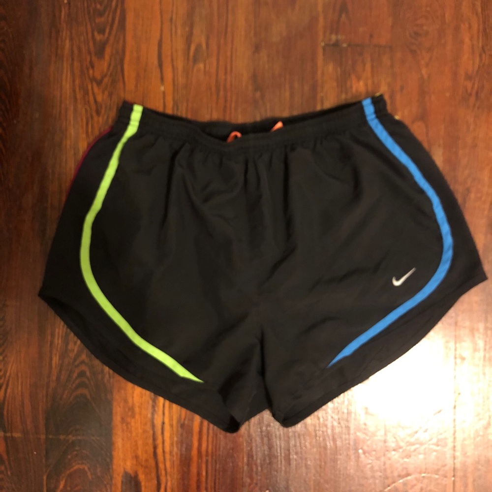 Black Nike running shorts with colored trim